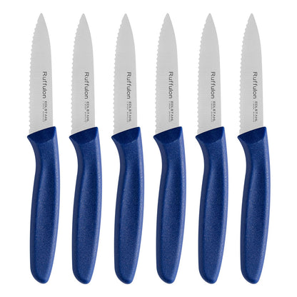 Serrated Paring Knife,Stainless Steel,6 Piece Fruit Knife,Colorful