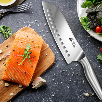 Chef Knife 7 Inch, High-Carbon Stainless Steel Santoku, Dishwasher Safe