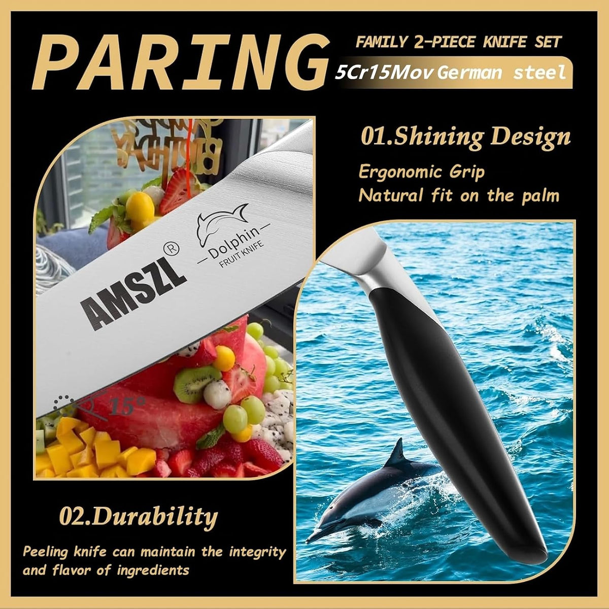2-Piece Paring Knife Set, 3.5 & 5 Inch German Stainless Steel