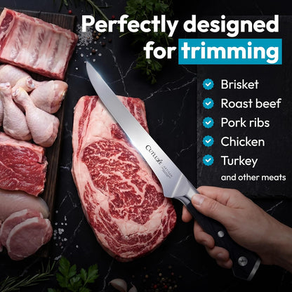 Cutluxe Boning Knife Set, 6" Straight, Curved & Flexible for Fish & Meat