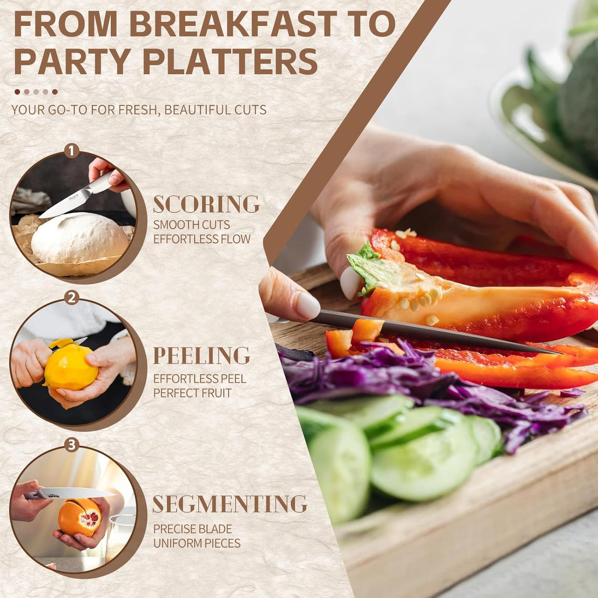 Huusk Paring Knife Set - Razor Sharp 5" Utility & 3.5" Fruit Peeling Knives