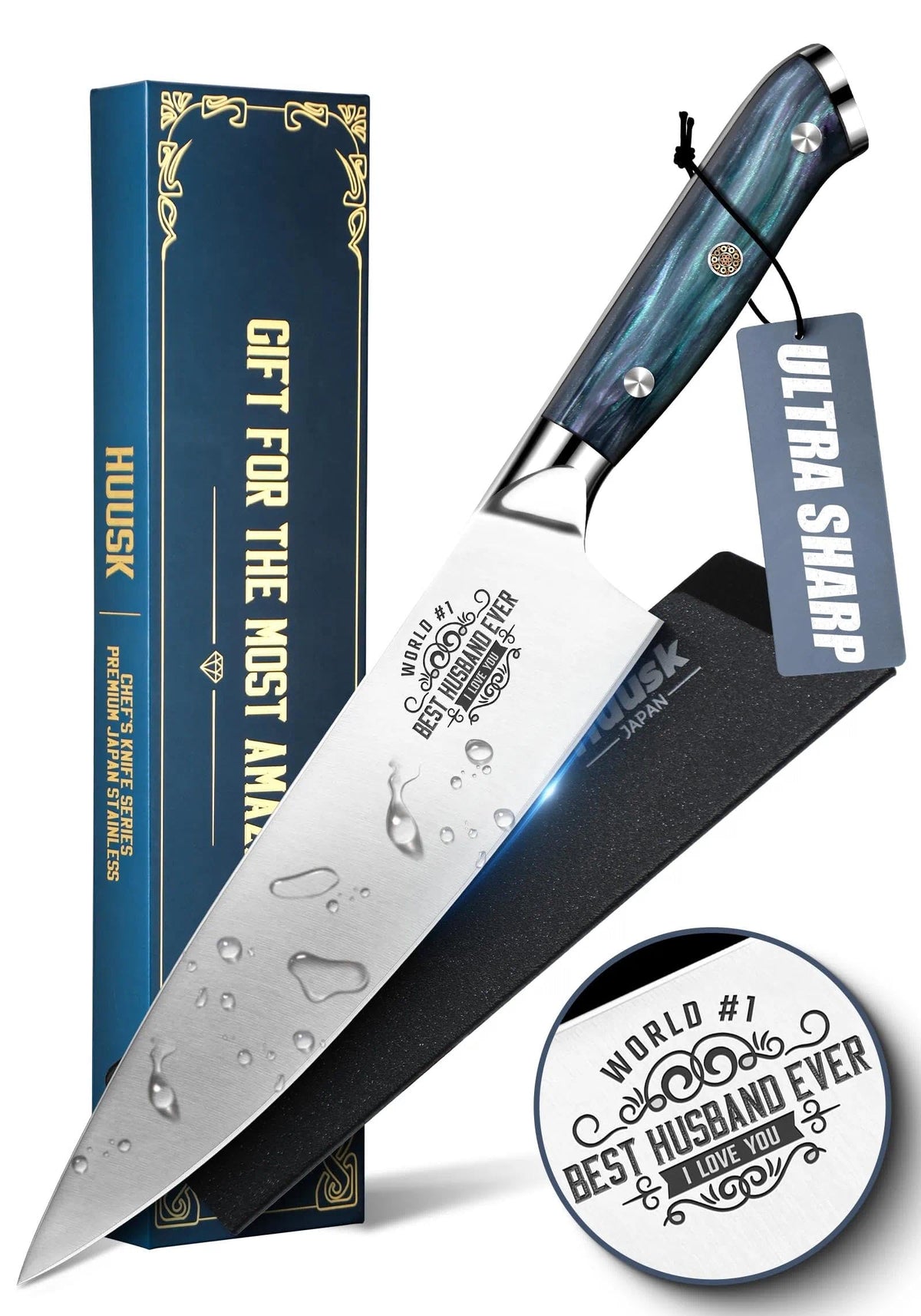Huusk Japanese Santoku Knife 7" - Professional Chef Knife for Kitchen