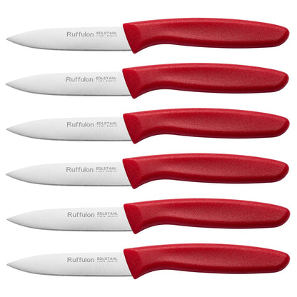 Paring & Fruit Knives Set of 6, Stainless Steel Sharp Blades, Multicolor.