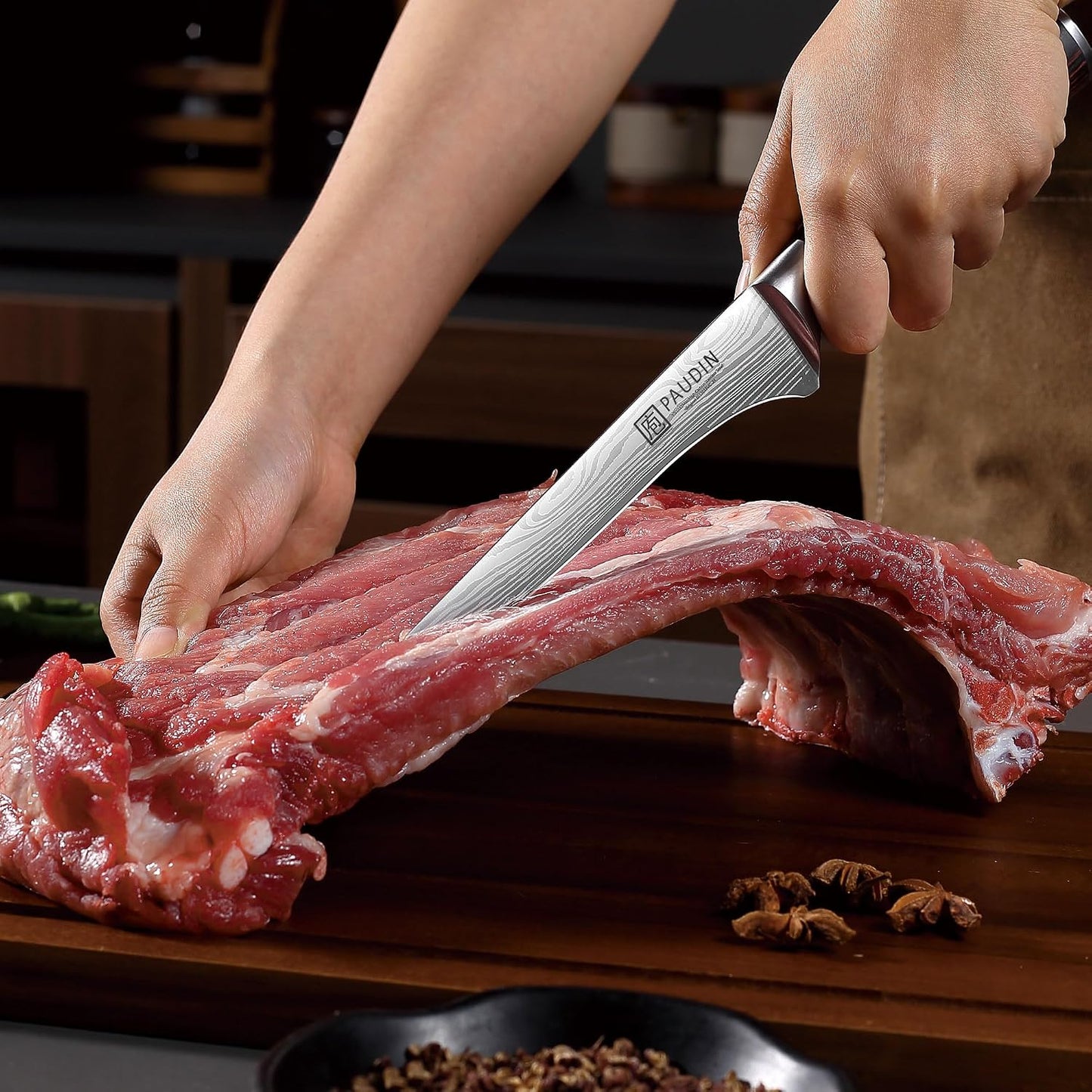 PAUDIN Boning Knife 6 Inch, Super Sharp Fillet Knife, German High Carbon Stainless Steel Deboning Knives, Professional Boning Knives for Meat Poultry Chicken, Pakkawood Handle with Gift Box