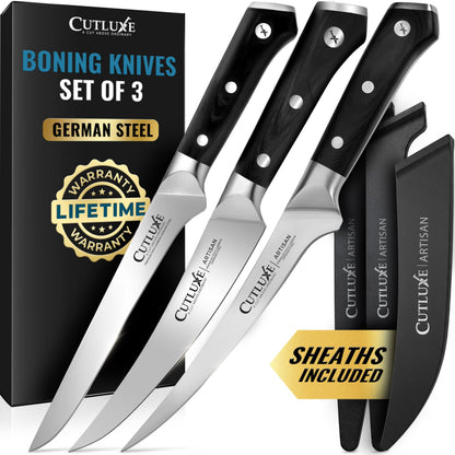 Cutluxe Curved Boning Knife, 6" for Meat Cutting & Trimming – Fillet Knife