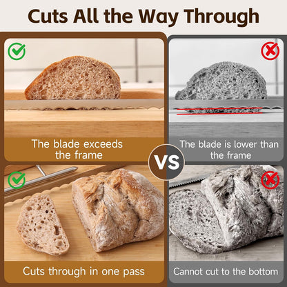 Tievo Adjustable Bread Knife, 5 Thickness Settings Bread Slicer with Guide for Sourdough & Homemade Bread, Bow Knife for Even Slices, Gift for Sourdough Bakers