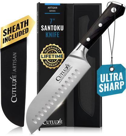 Cutluxe Santoku Knife 5" – Meat & Vegetable Chopping Knife, German Steel