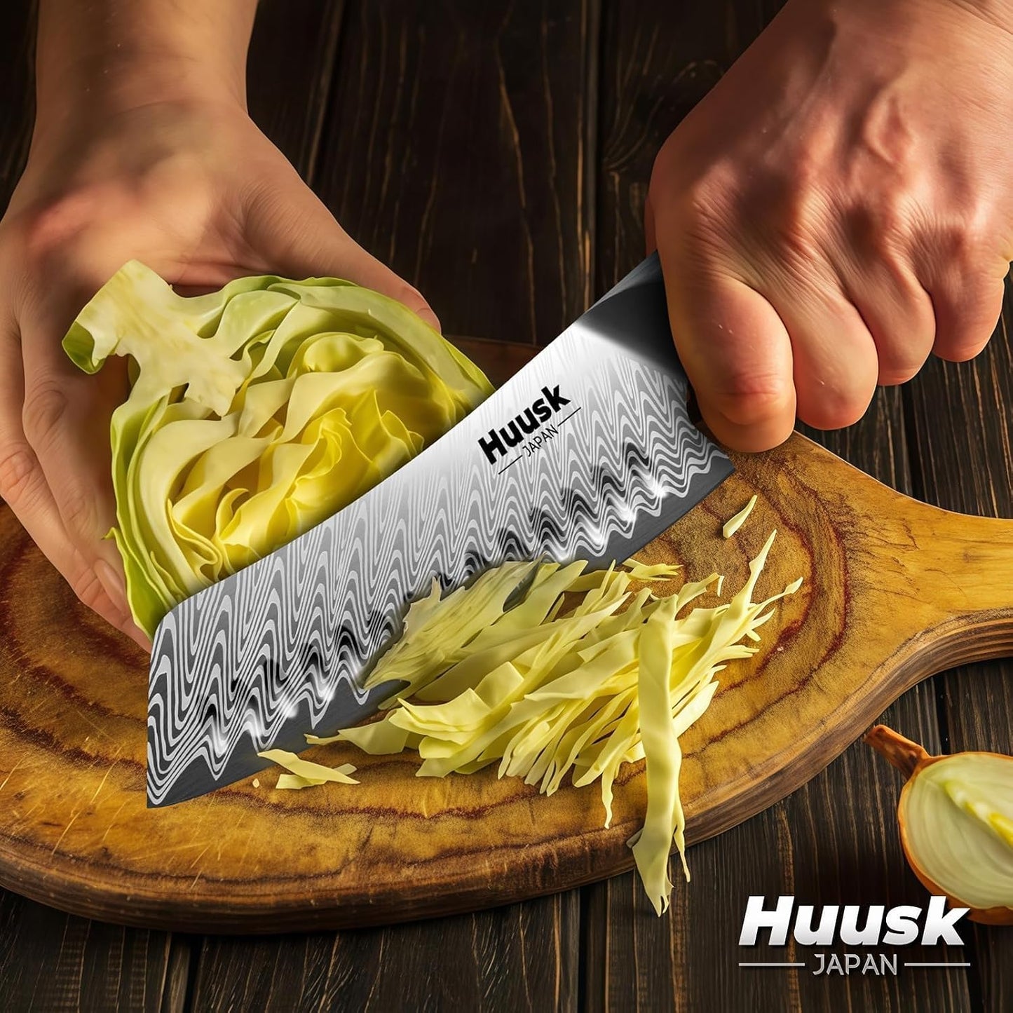 Huusk Japanese Santoku Knife 7" - Professional Chef Knife for Kitchen