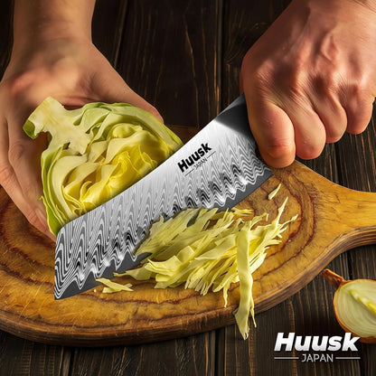 Huusk Japanese Santoku Knife 7" - Professional Chef Knife for Kitchen