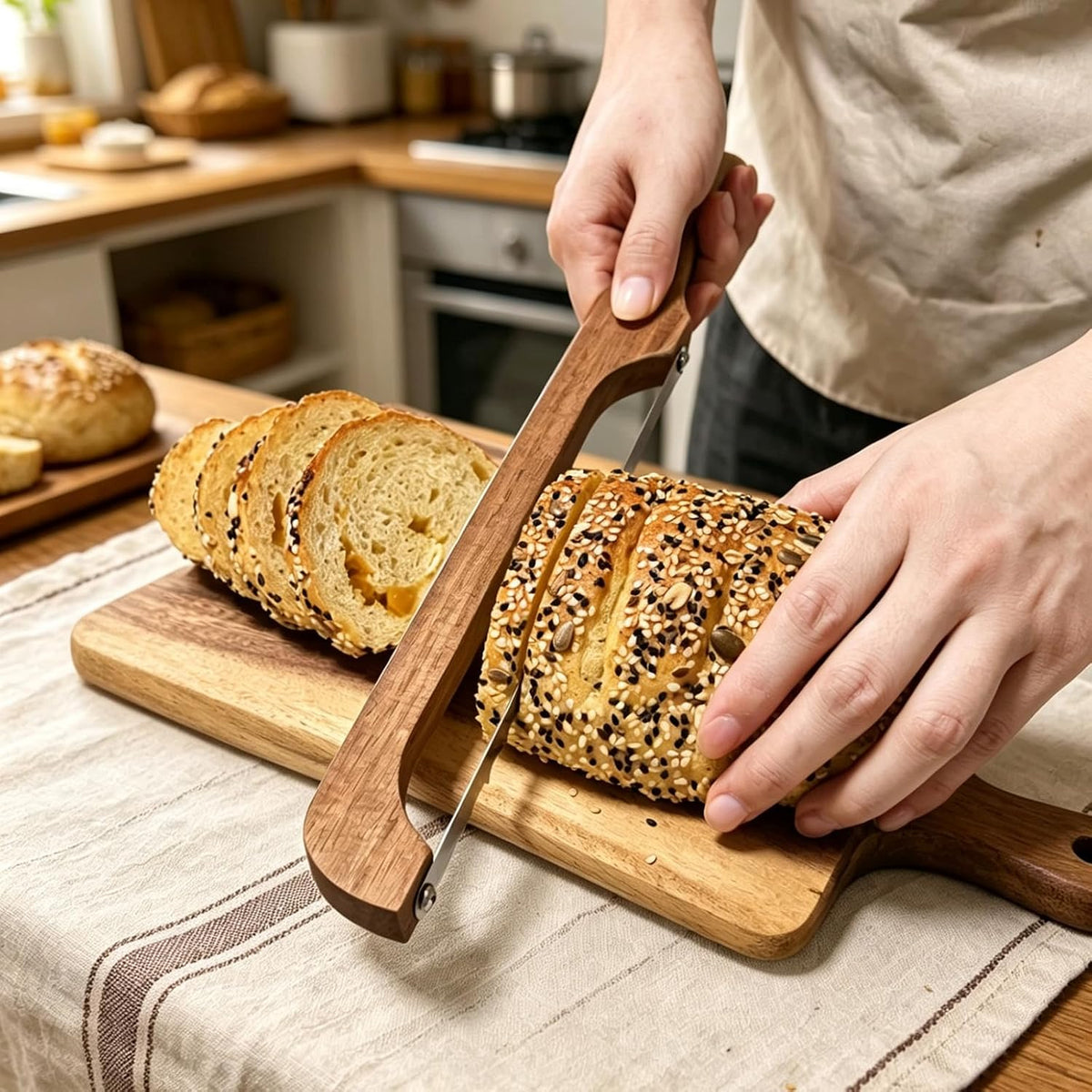 Sourdough Bread Knife for Homemade Bread, Bread Slicer-Cutter& Bread Bow Knife for Sourdough with Ergonomic Grip for Easy, Clean & Even Slicing, Bread Saw
