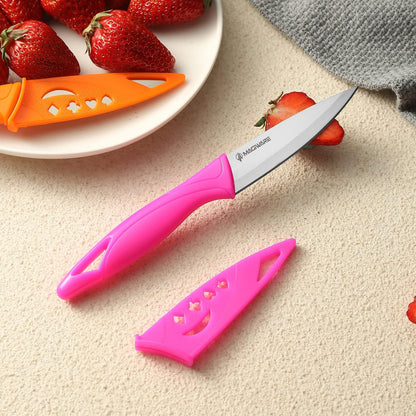 Magiware Paring Knife, 8PCS Paring Knife Set with Cover, Small Kitchen Vegetable Fruit Knives, 3.5 Inch Ultra Sharp PP Handle
