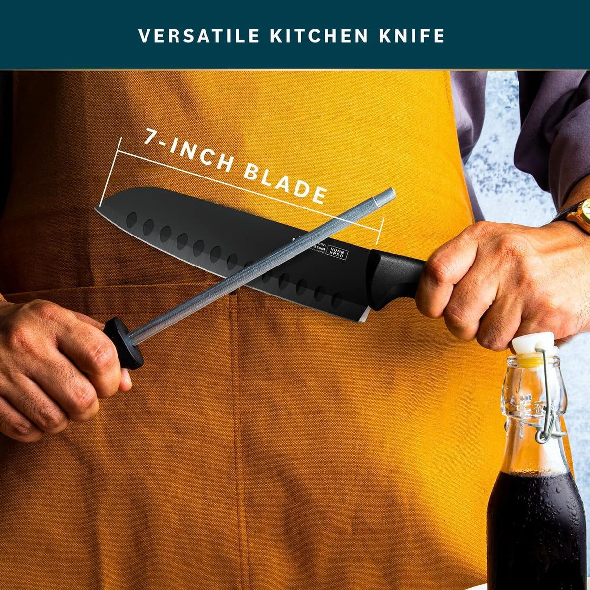 Home Hero Santoku Knife with Sheath - High Carbon Stainless Steel Knife
