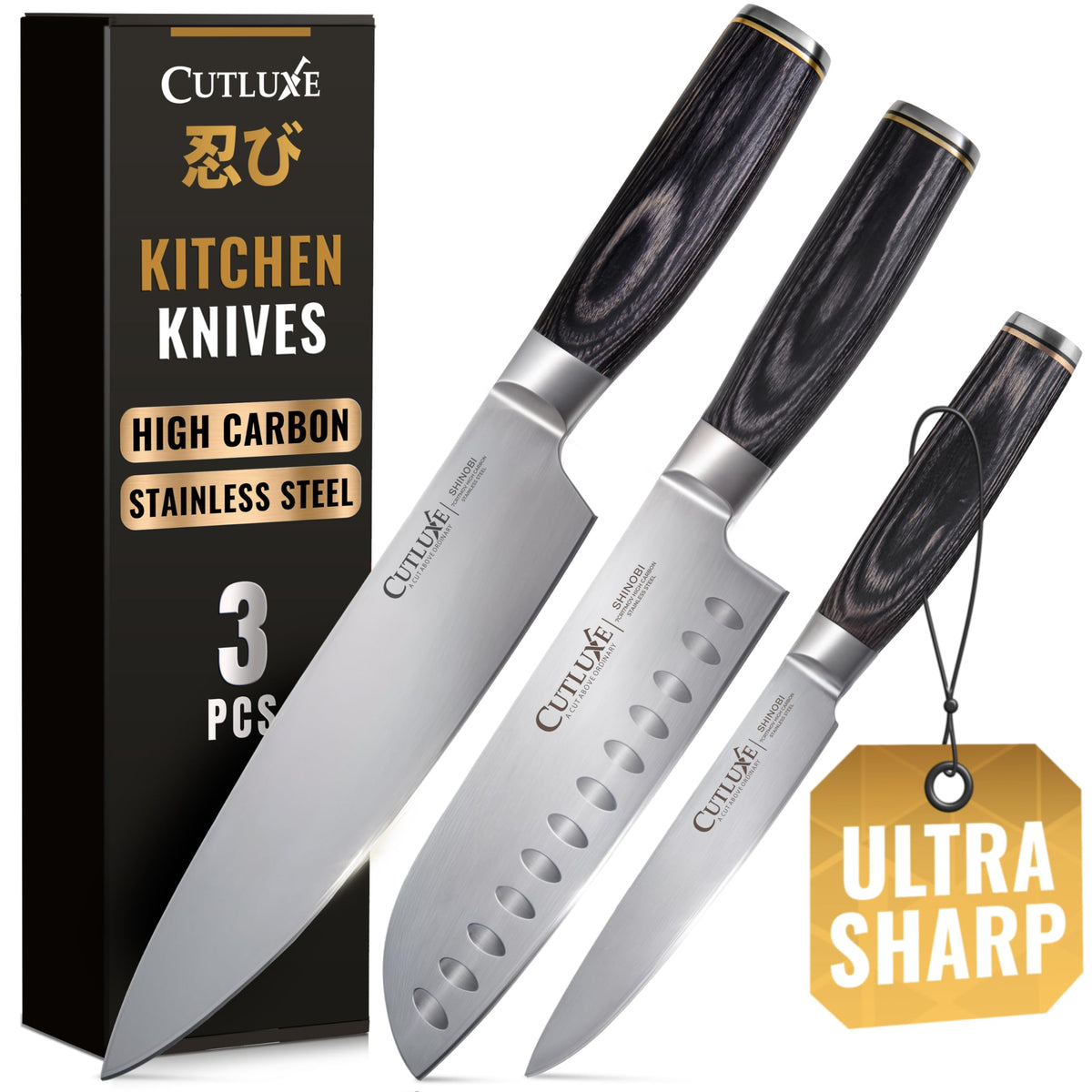 Cutluxe Santoku Knife 5" – Meat & Vegetable Chopping Knife, German Steel