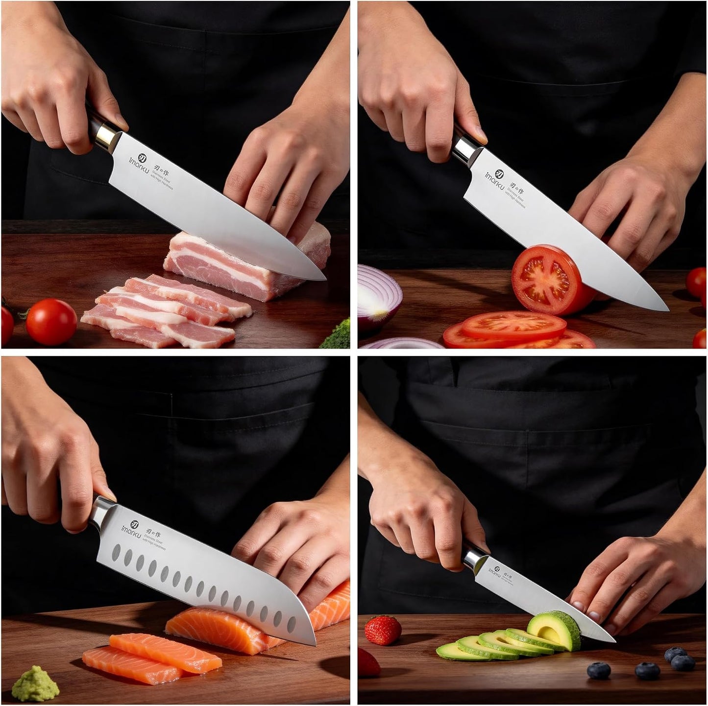 imarku 3 Pieces Knife Set, Japanese High Carbon Stainless Steel Chef Knives