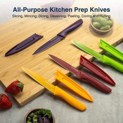 Gourmetop Paring Knife Set of 4, 3.8” Fruit Knife with Cover, German Steel