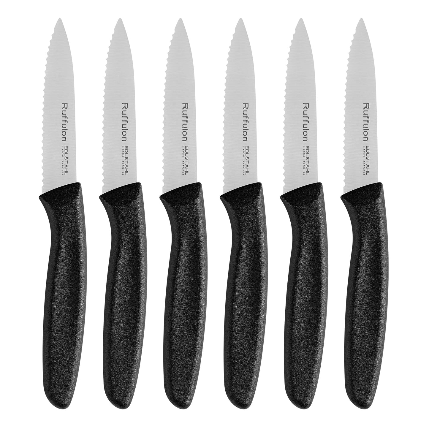 Serrated Paring Knife,Stainless Steel,6 Piece Fruit Knife,Colorful