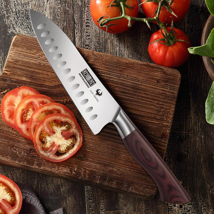 HOSHANHO 7" Chef Knife,Razor-Sharp Santoku Knife with Ergonomic Wood Handle