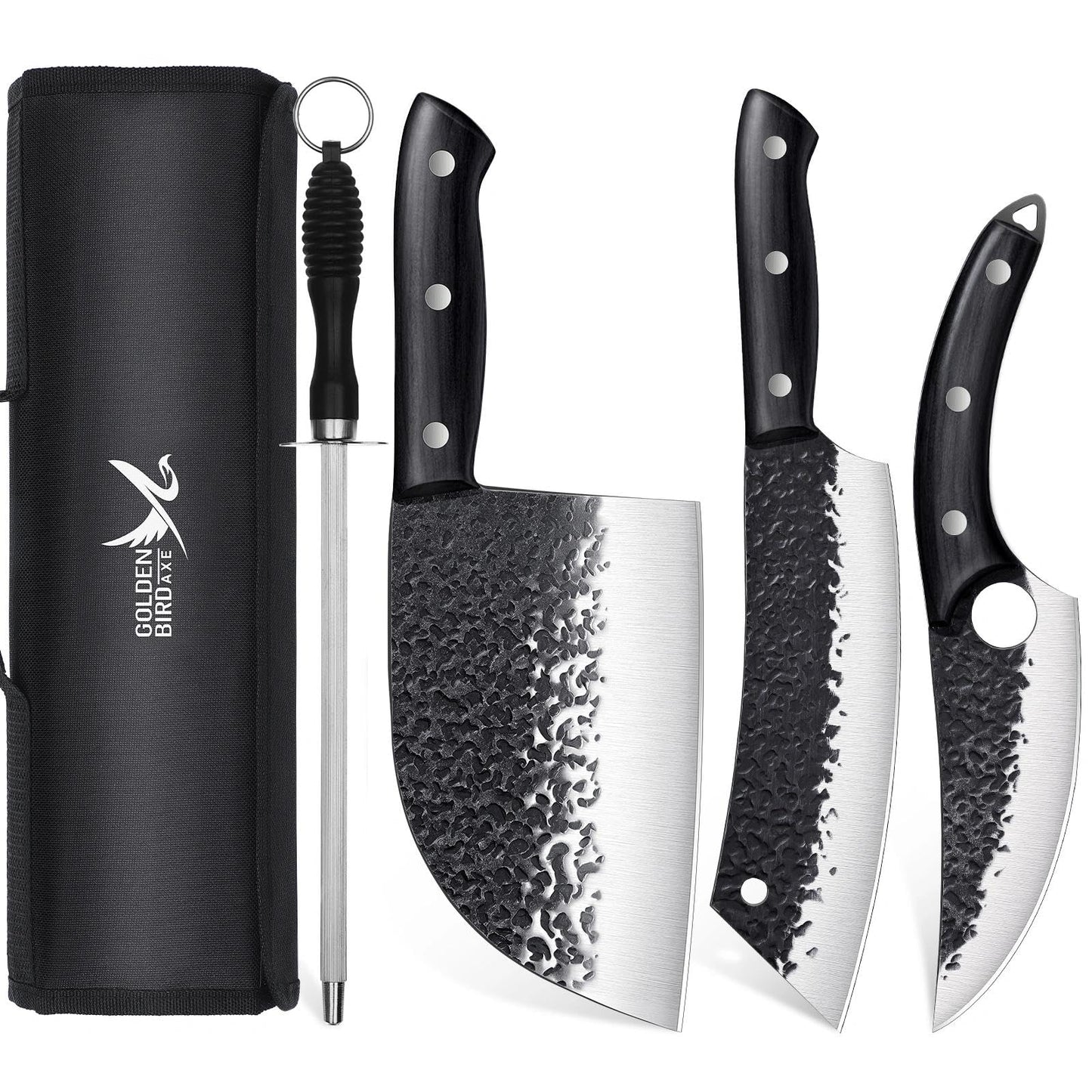 Golden Bird 6 Inch Curved Boning Knife for Meat Cutting with Non‑Slip Grip
