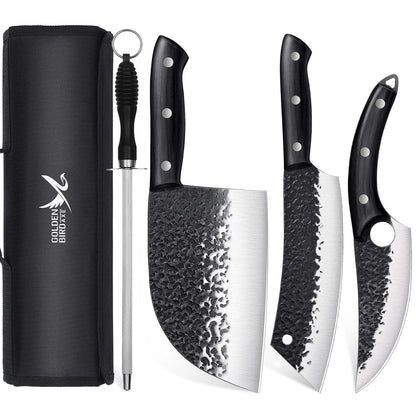 Golden Bird 6 Inch Curved Boning Knife for Meat Cutting with Non‑Slip Grip