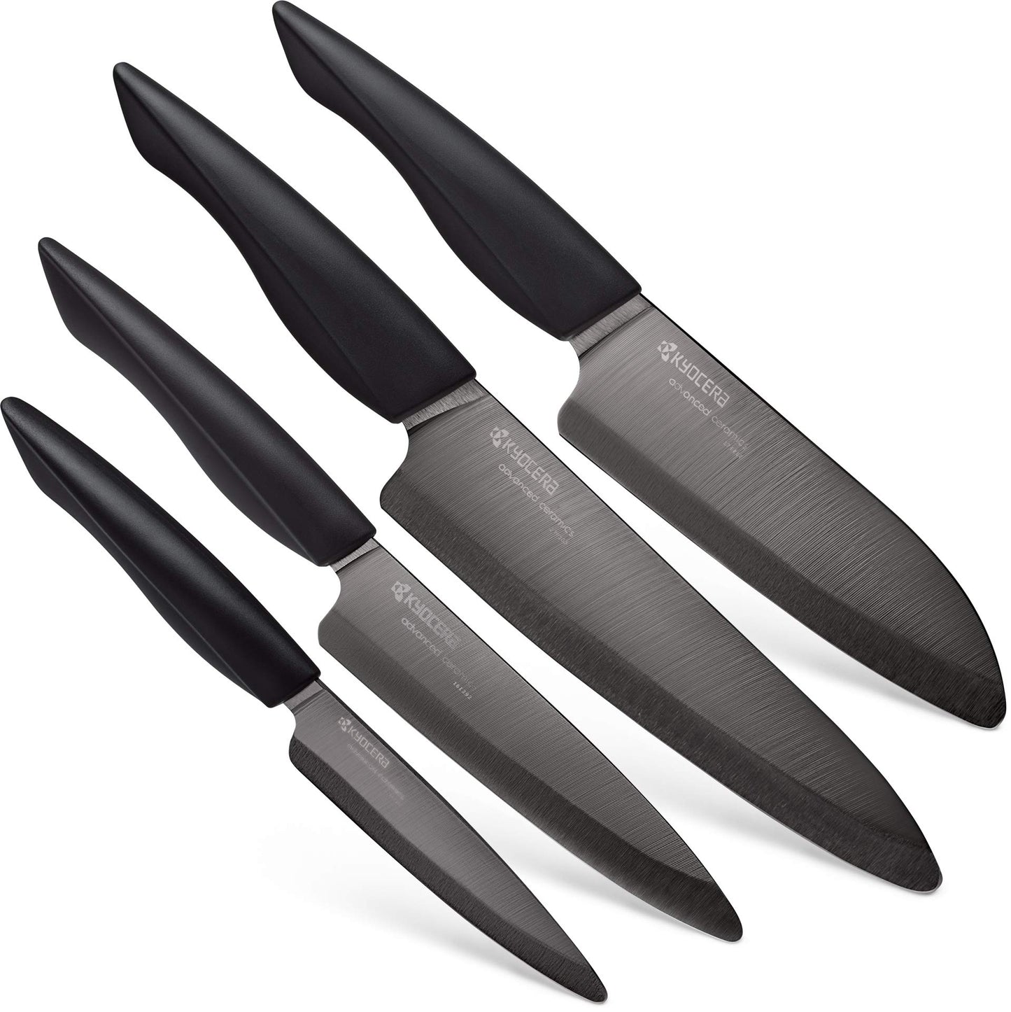 Kyocera Innovation Series Ceramic 6" Chef's Santoku Knife with Soft Touch Ergonomic Handle, Black Blade, Black Handle