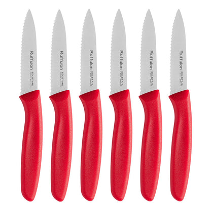 Serrated Paring Knife,Stainless Steel,6 Piece Fruit Knife,Colorful