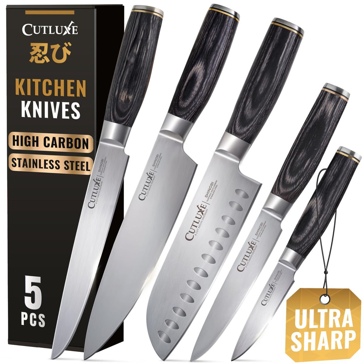 Cutluxe Santoku Knife 5" – Meat & Vegetable Chopping Knife, German Steel