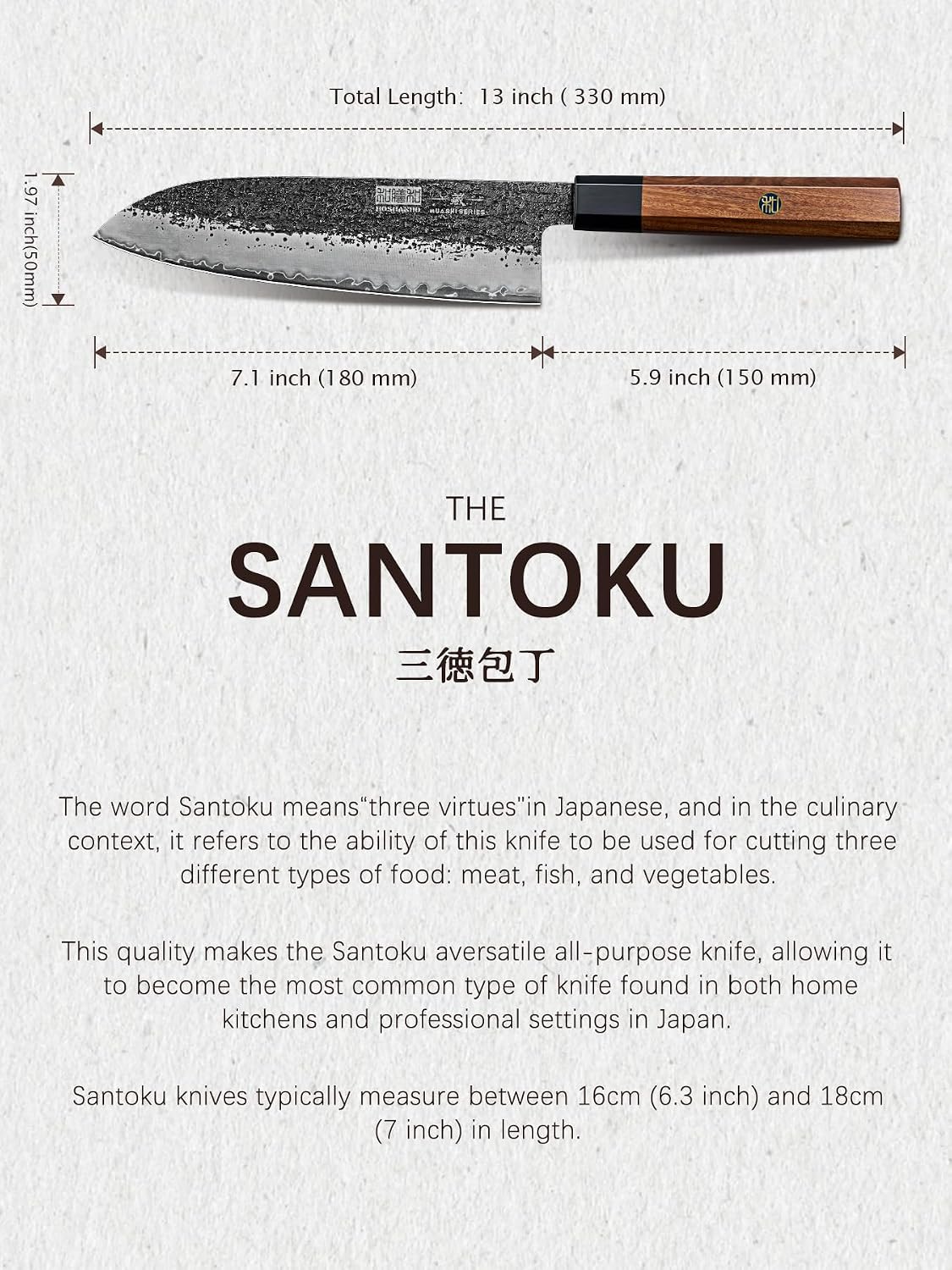HOSHANHO Santoku Knife 7 Inch, Japanese Hand Forged Chef Knife for Kitchen