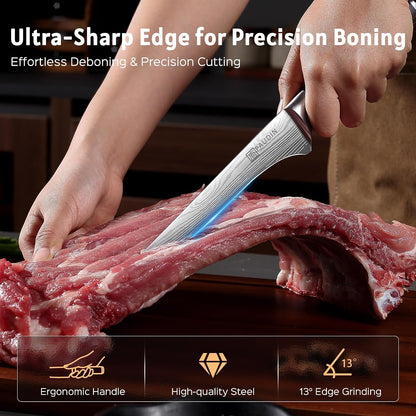 PAUDIN Boning Knife 6 Inch, Super Sharp Fillet Knife, German High Carbon Stainless Steel Deboning Knives, Professional Boning Knives for Meat Poultry Chicken, Pakkawood Handle with Gift Box