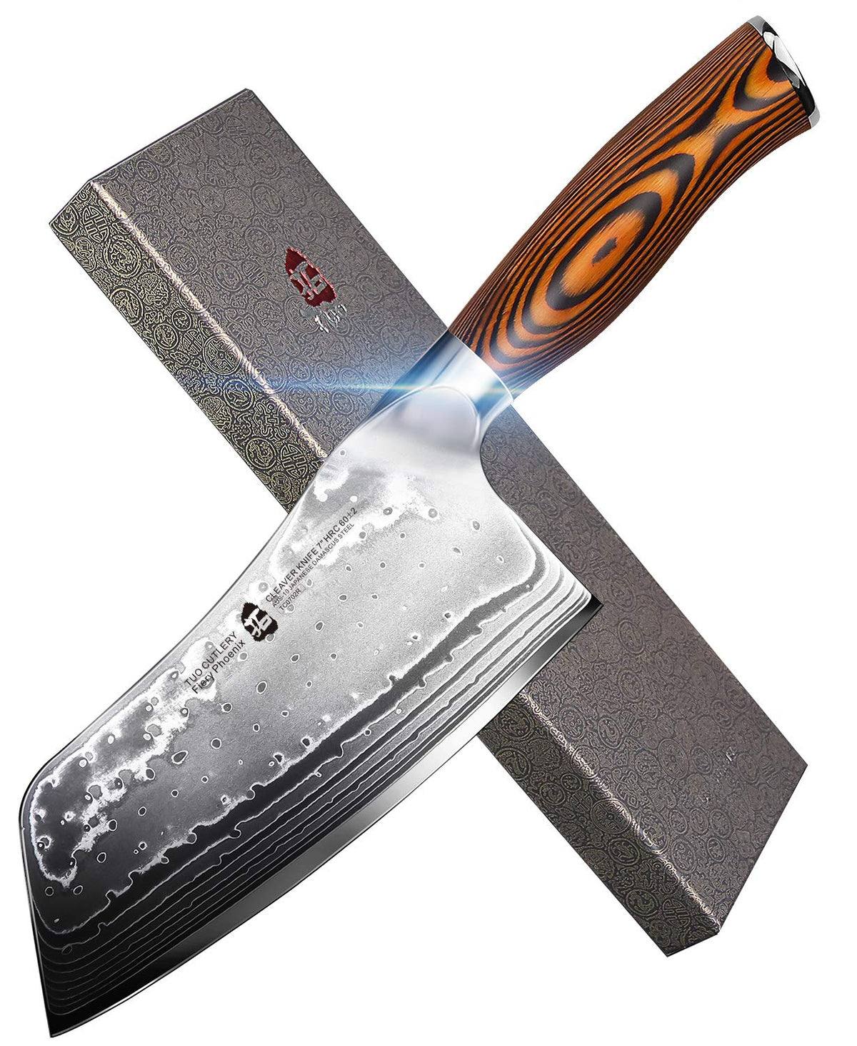 TUO Santoku Knife, 7 inch Japanese Chef Knife for Vegetable Chopping & Meat Dicing, High Carbon German Steel, Ergonomic Handle - Fiery Phoenix Series