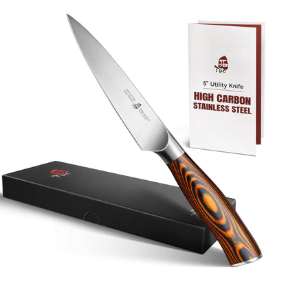 TUO Santoku Knife, 7 inch Japanese Chef Knife for Vegetable Chopping & Meat Dicing, High Carbon German Steel, Ergonomic Handle - Fiery Phoenix Series
