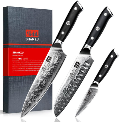 SHAN ZU 7 In Damascus Chef Knife, Japanese Santoku Chef's Knife