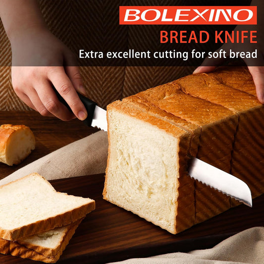 10 Inch Bread Knife Serrated for Homemade Bread Slicing W/Sheath