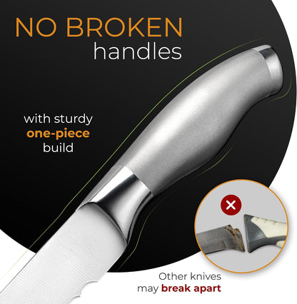 Orblue Serrated Bread Knife with Upgraded Stainless Steel Razor Sharp Wavy Edge - Bread Cutter Ideal for Slicing Homemade Bagels, Cake (8-Inch Blade with 5-Inch Handle)