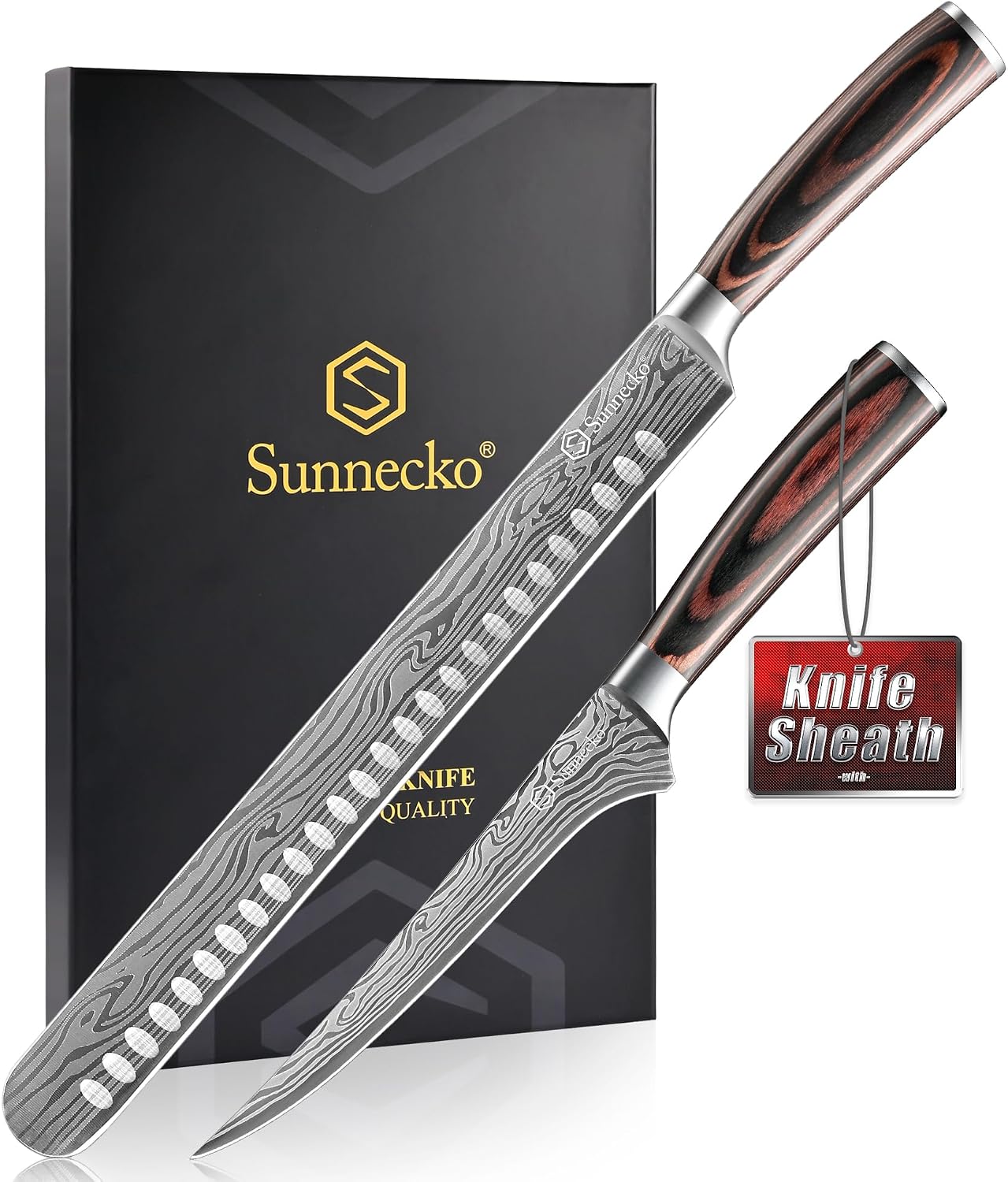 Sunnecko BBQ Carving Knife Set,Slicing and Boning Knife for Meat Cutting