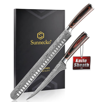 Sunnecko BBQ Carving Knife Set,Slicing and Boning Knife for Meat Cutting