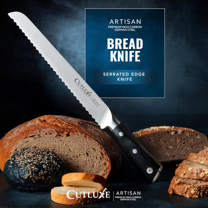 Cutluxe Bread Knife, 10" Serrated Knife for Sourdough & Homemade Bread