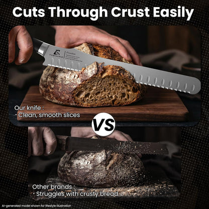 CoquusAid Resharpenable Bread Knife for Homemade Bread, 10.6'' Bread Slicer