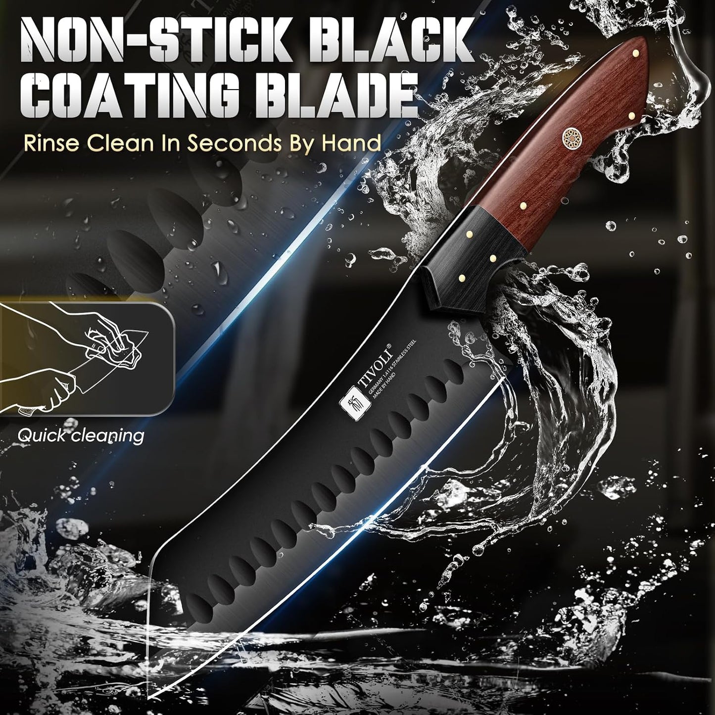TIVOLI Santoku Knife 7 Inch - Japanese Chef Knife for Fish - Bunka Knives