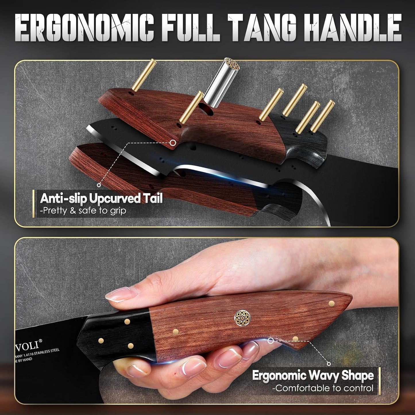 TIVOLI Santoku Knife 7 Inch - Japanese Chef Knife for Fish - Bunka Knives