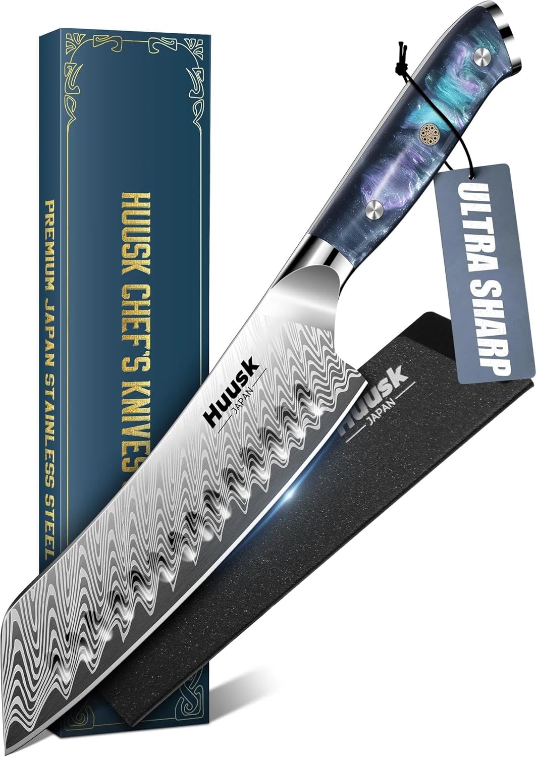Huusk Japanese Santoku Knife 7" - Professional Chef Knife for Kitchen