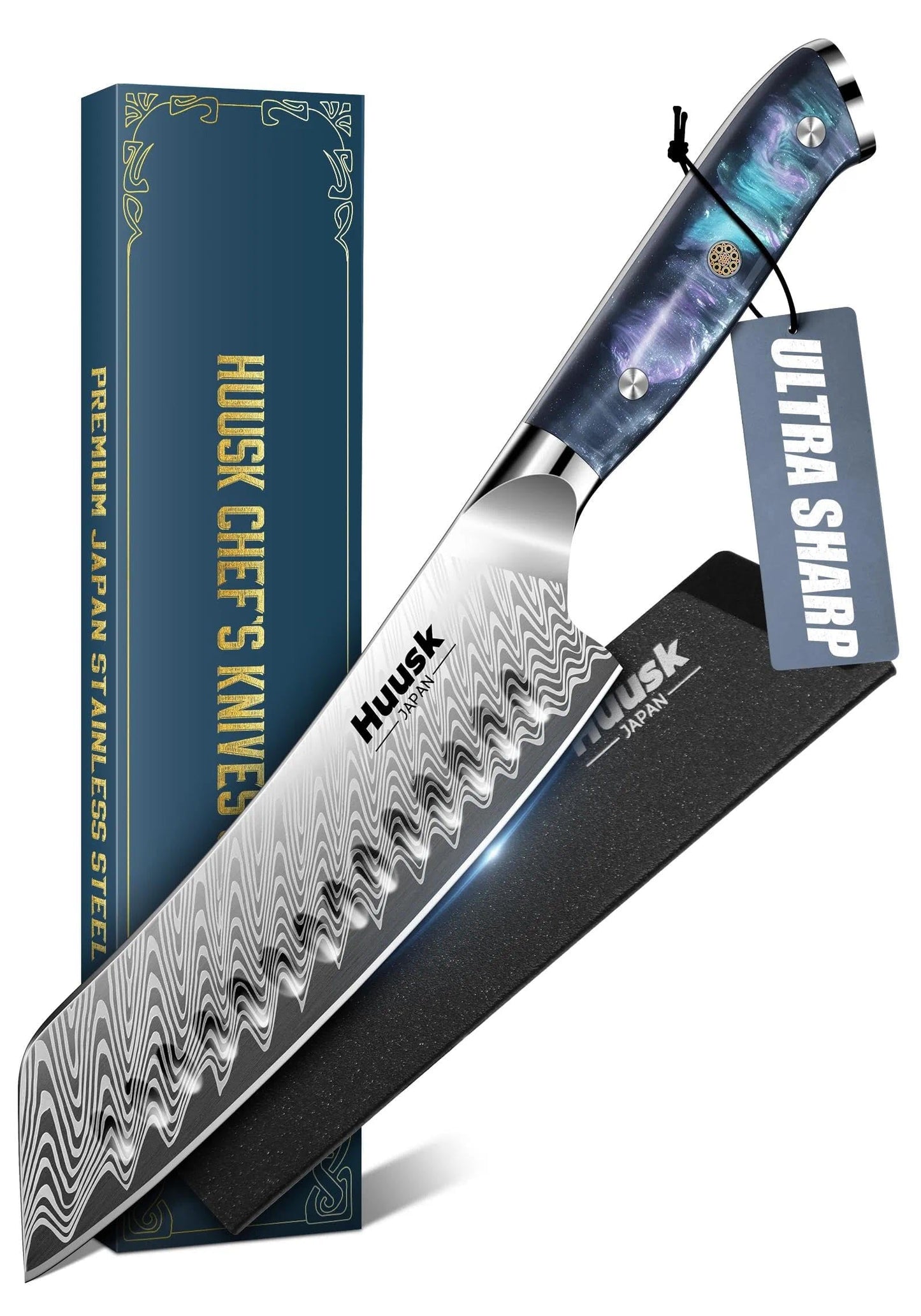 Huusk Japanese Santoku Knife 7" - Professional Chef Knife for Kitchen