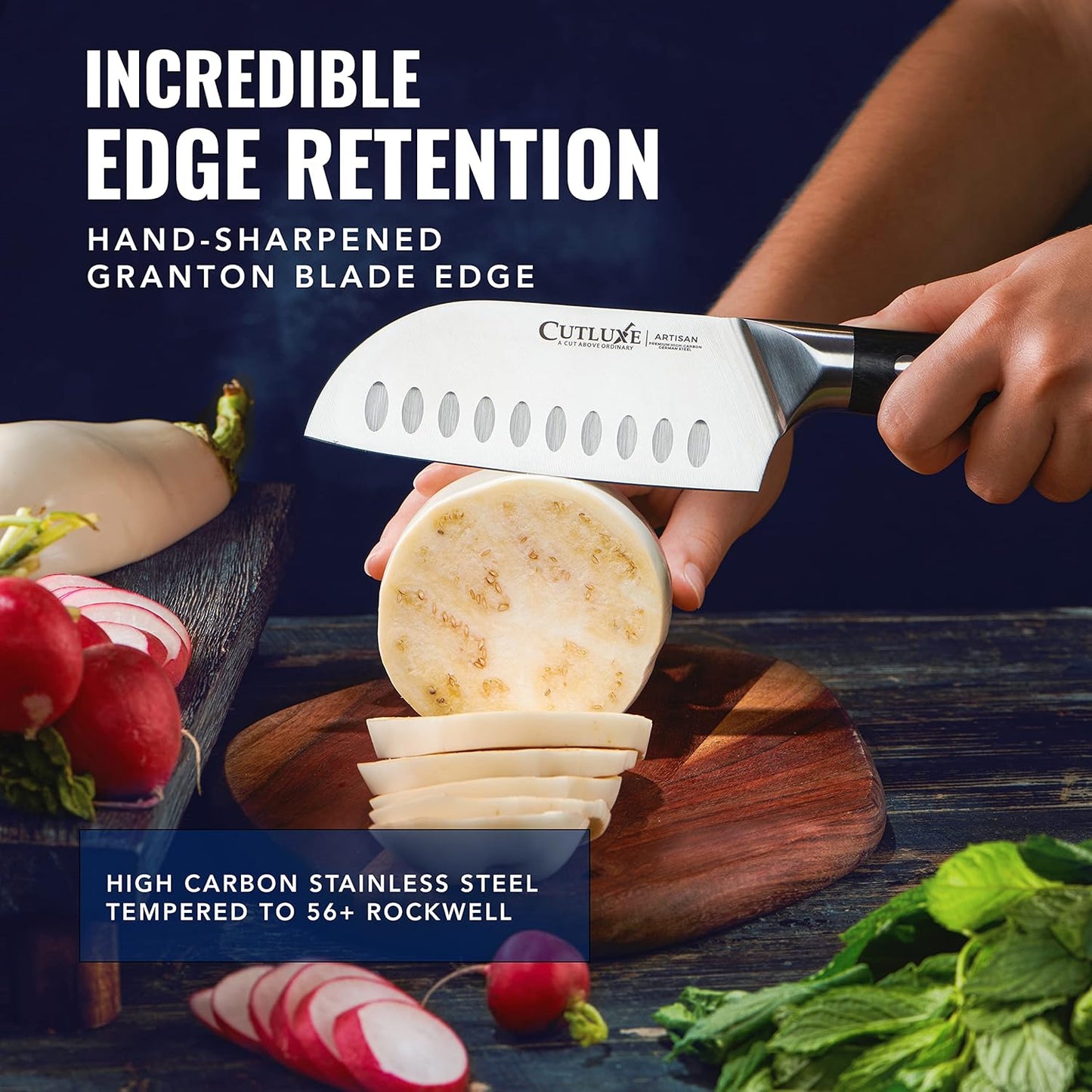 Cutluxe Santoku Knife 5" – Meat & Vegetable Chopping Knife, German Steel