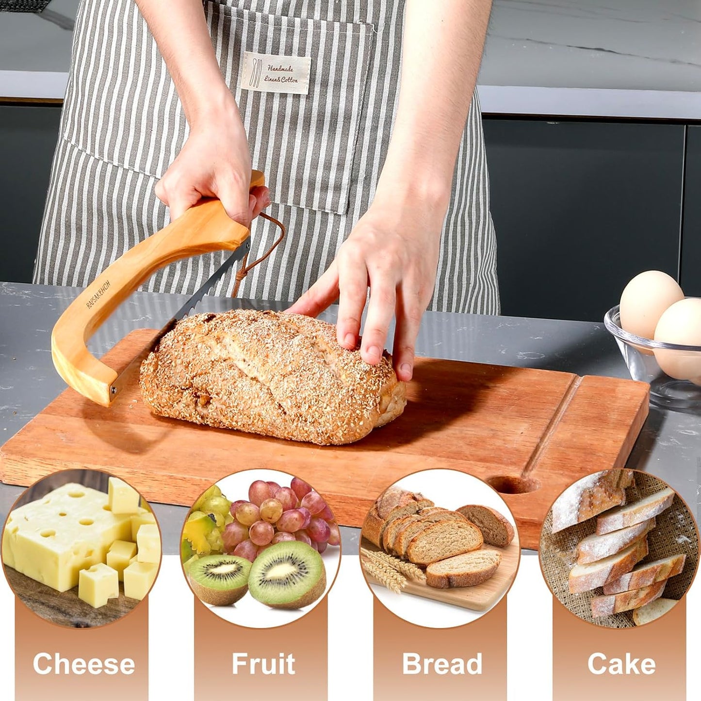 RAPSAKEMOH Sourdough bread knife, Bread slicer for homemade bread,Serrated