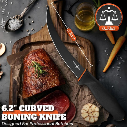 Golden Bird 6 Inch Curved Boning Knife for Meat Cutting with Non‑Slip Grip