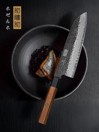 HOSHANHO Santoku Knife 7 Inch, Japanese Hand Forged Chef Knife for Kitchen