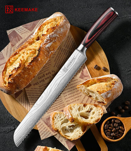 KEEMAKE 10 Inch Bread Knife for Homemade Bread, Serrated Sourdough Knife