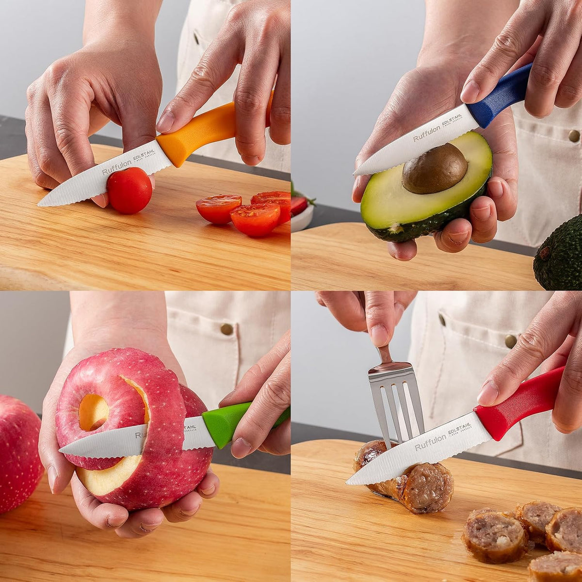 Serrated Paring Knife,Stainless Steel,6 Piece Fruit Knife,Colorful