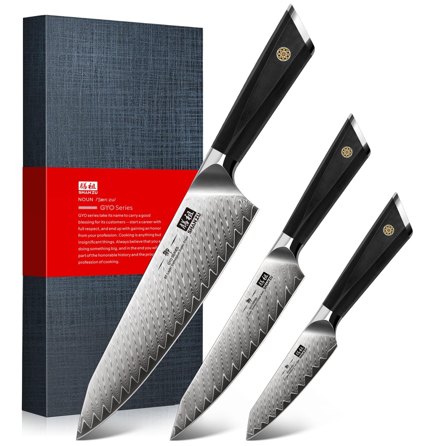 SHAN ZU Damascus Chef Knife Santoku Knife 7 Inch