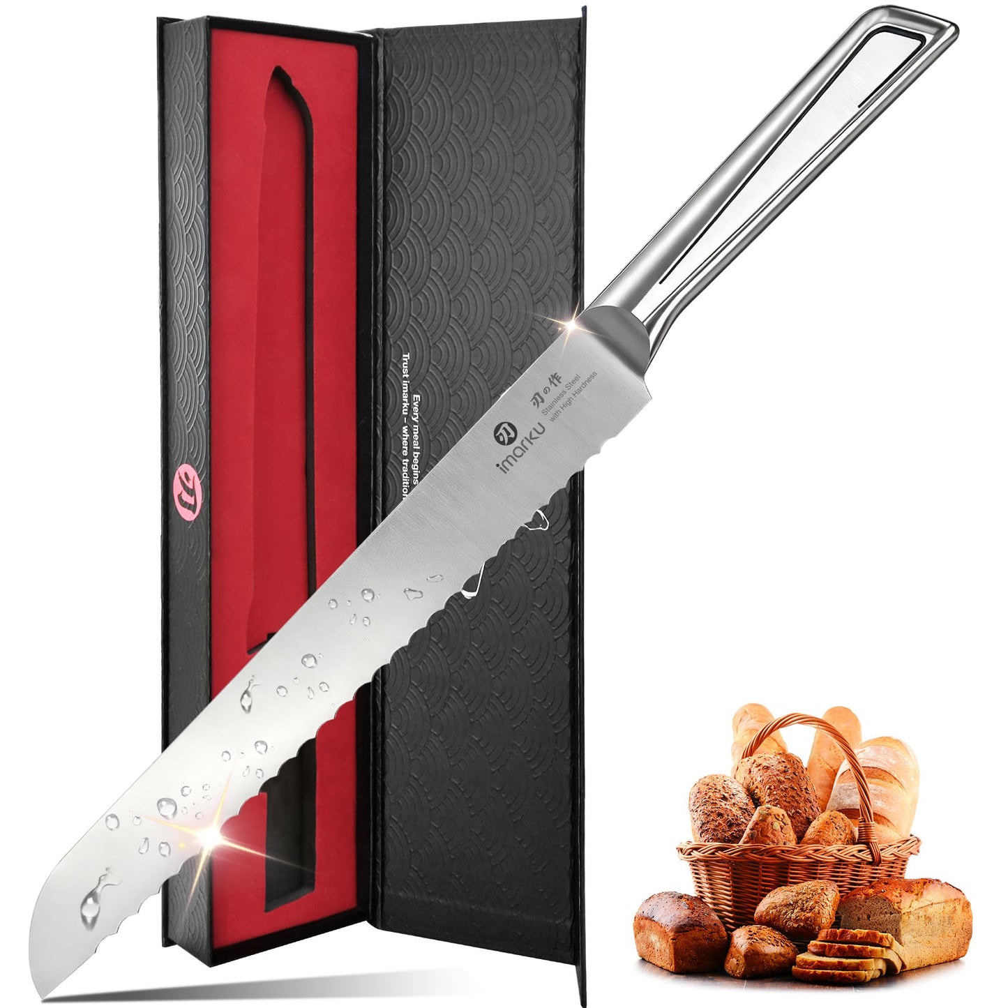 imarku Santoku Knife 7 Inch, Japanese Sharp High Carbon Stainless Steel