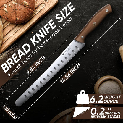 Purple Dragon Bread Knife for Homemade Bread, Serrated Knife